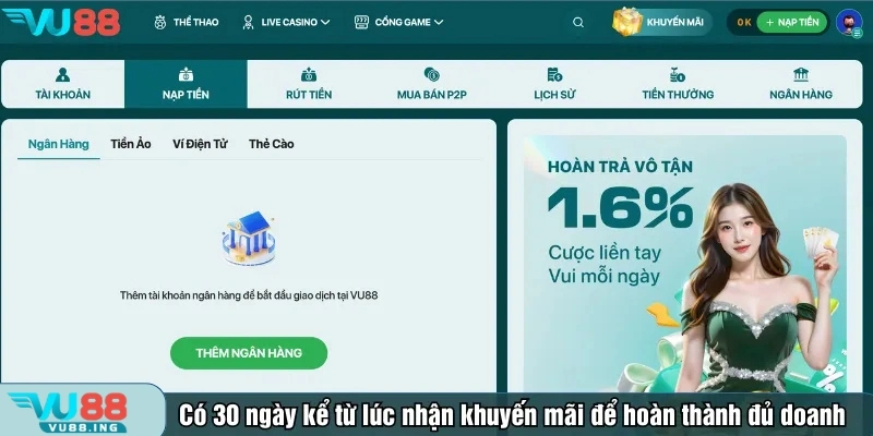 Có 30 ngày kể từ lúc nhận khuyến mãi để hoàn thành đủ doanh thu