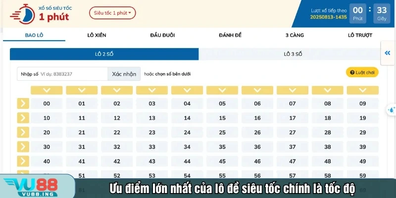 Ưu điểm lớn nhất của lô đề siêu tốc chính là tốc độ